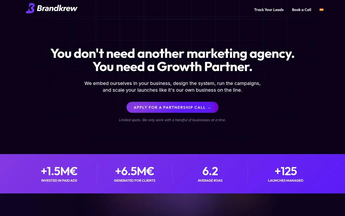 Homepage of Brandkrew Media