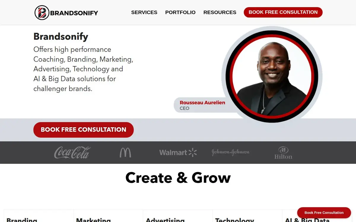 Homepage of Brandsonify