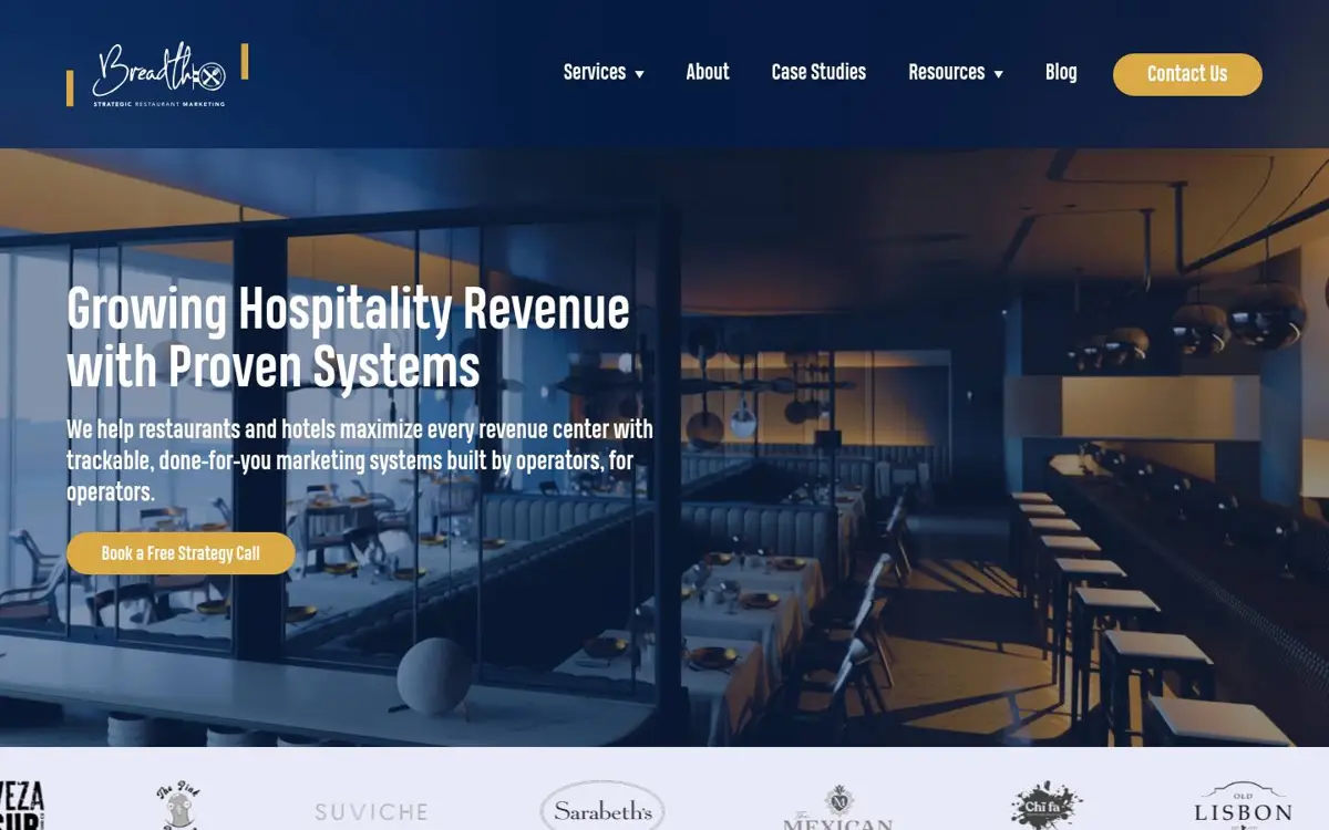 Homepage of Breadth Marketing