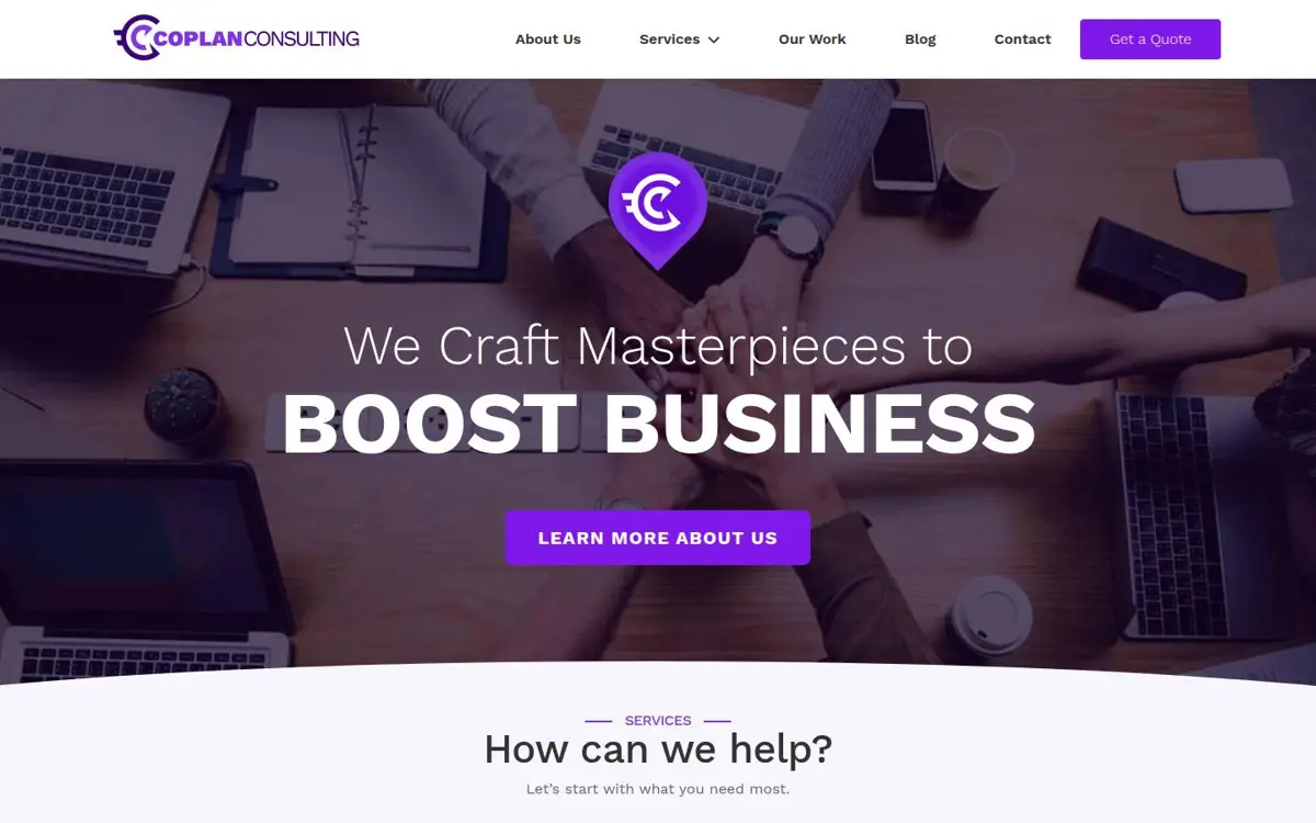 Homepage of Coplan Consulting