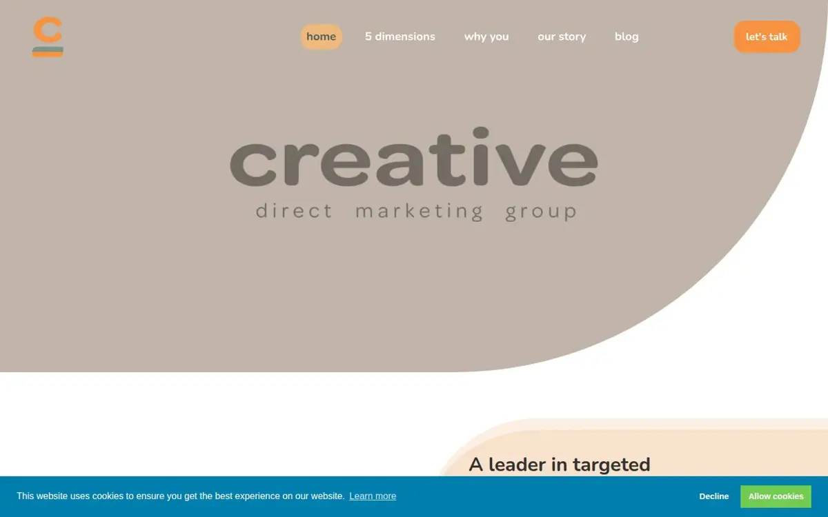Homepage of Creative Direct Marketing Group, Inc.