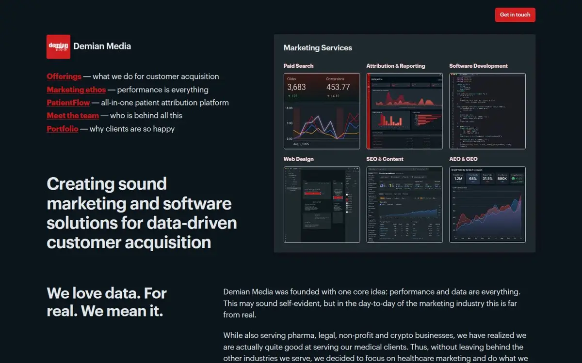 Homepage of Demian Media