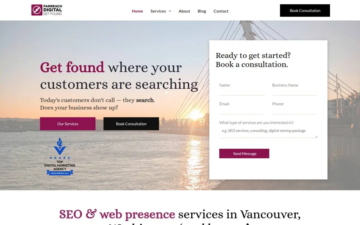 Homepage of FarReach Digital