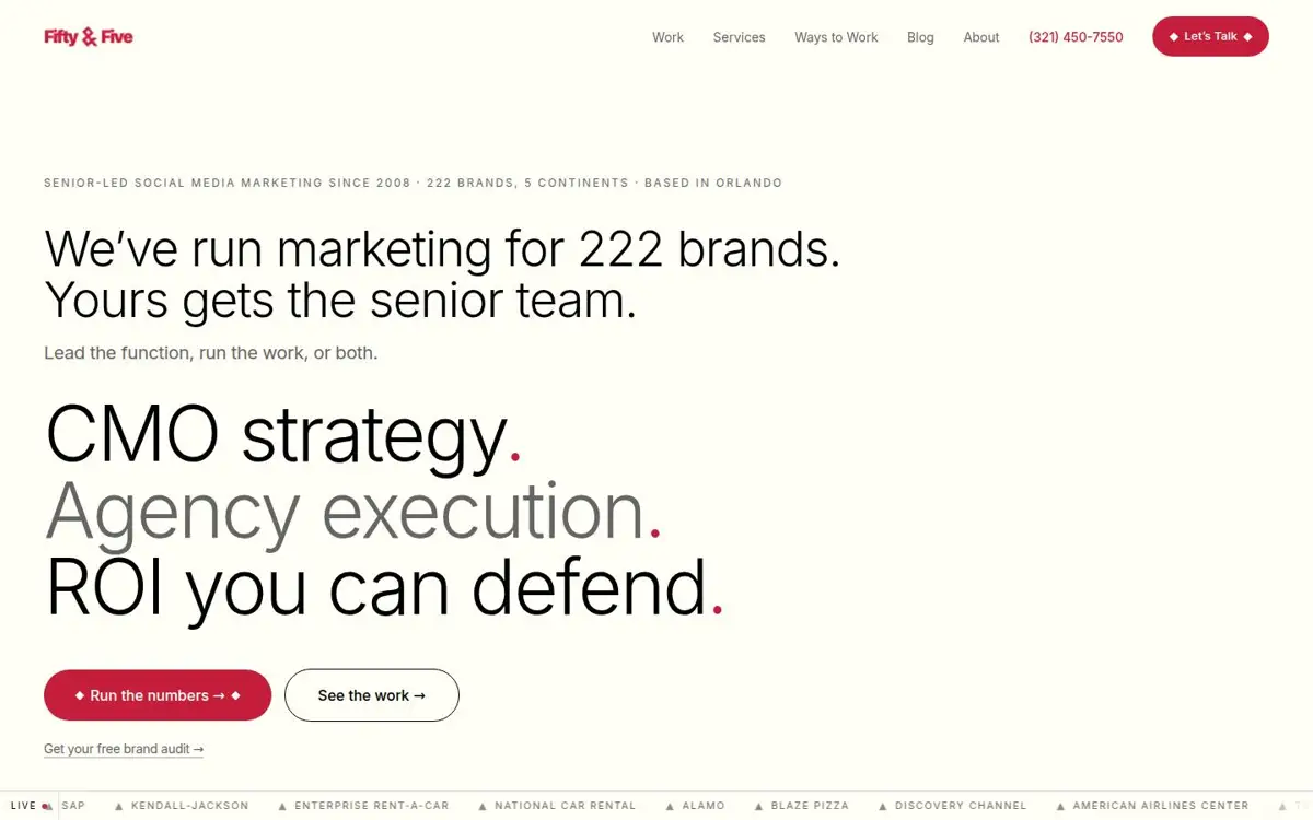 Homepage of Fifty & Five