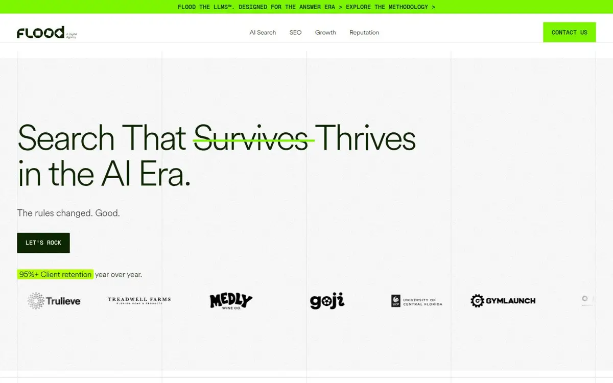 Homepage of Flood Digital