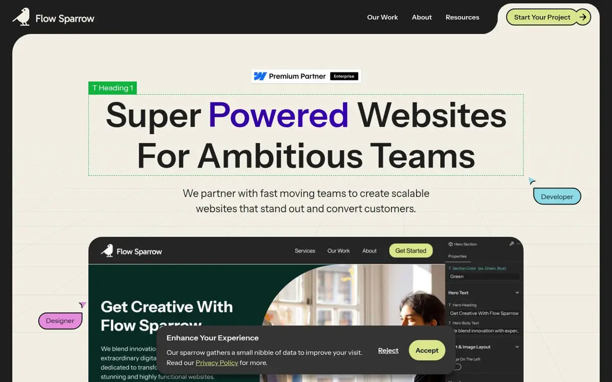 Homepage of Flow Sparrow