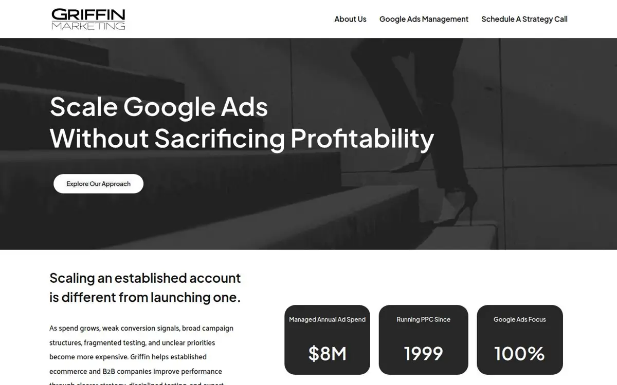 Homepage of Griffin Marketing