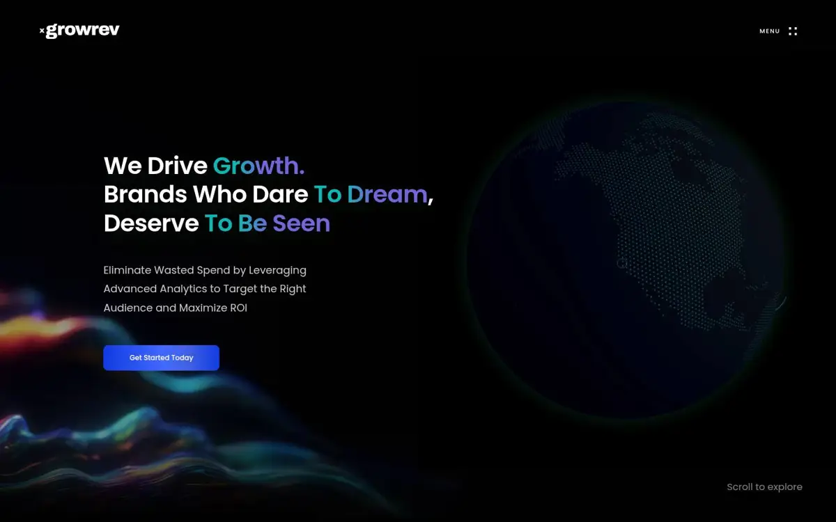 Homepage of GrowRev Marketing