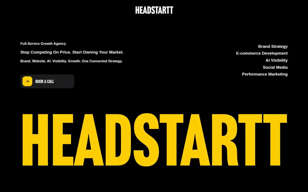 Homepage of Headstartt Marketing Inc.