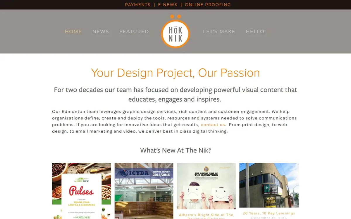 Homepage of Hok Nik Creative Inc.