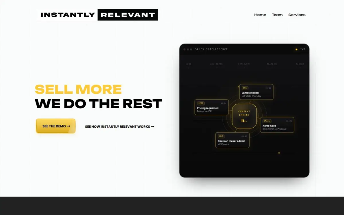 Homepage of InstantlyRelevant.com