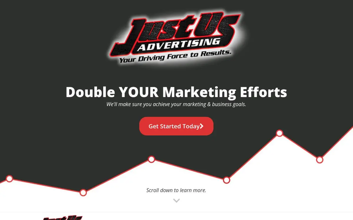 Homepage of JustUs Advertising