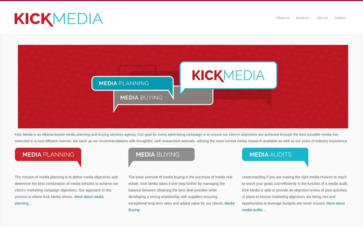 Homepage of Kick Media
