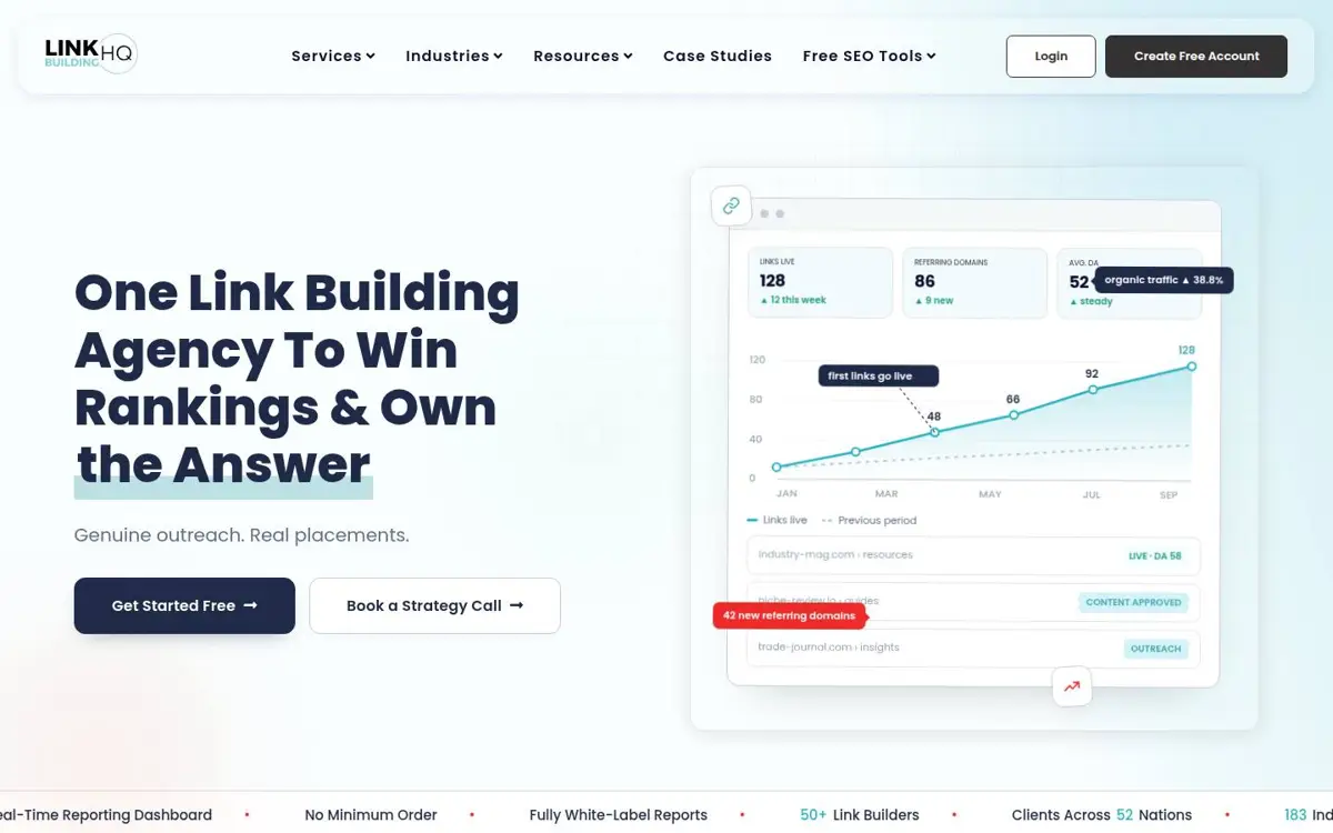 Homepage of Link Building HQ