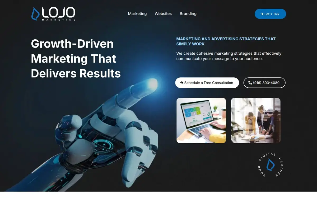 Homepage of LOJO Marketing