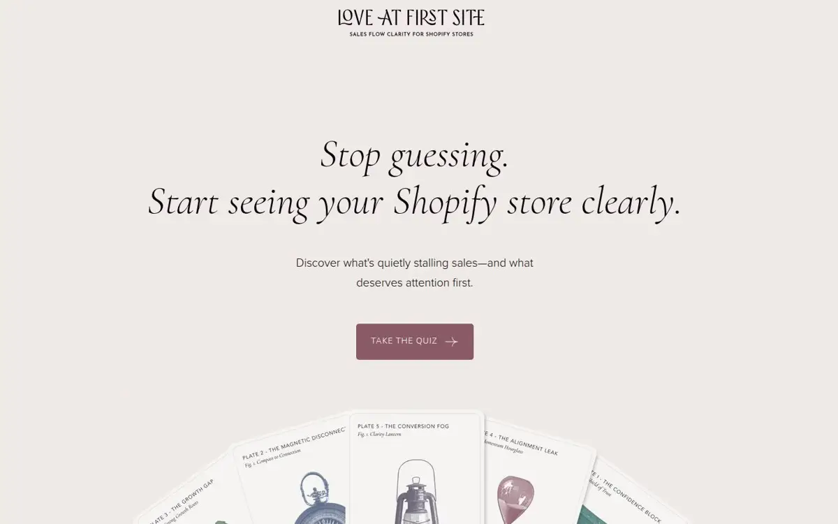 Homepage of Love at First Site - Shopify Studio