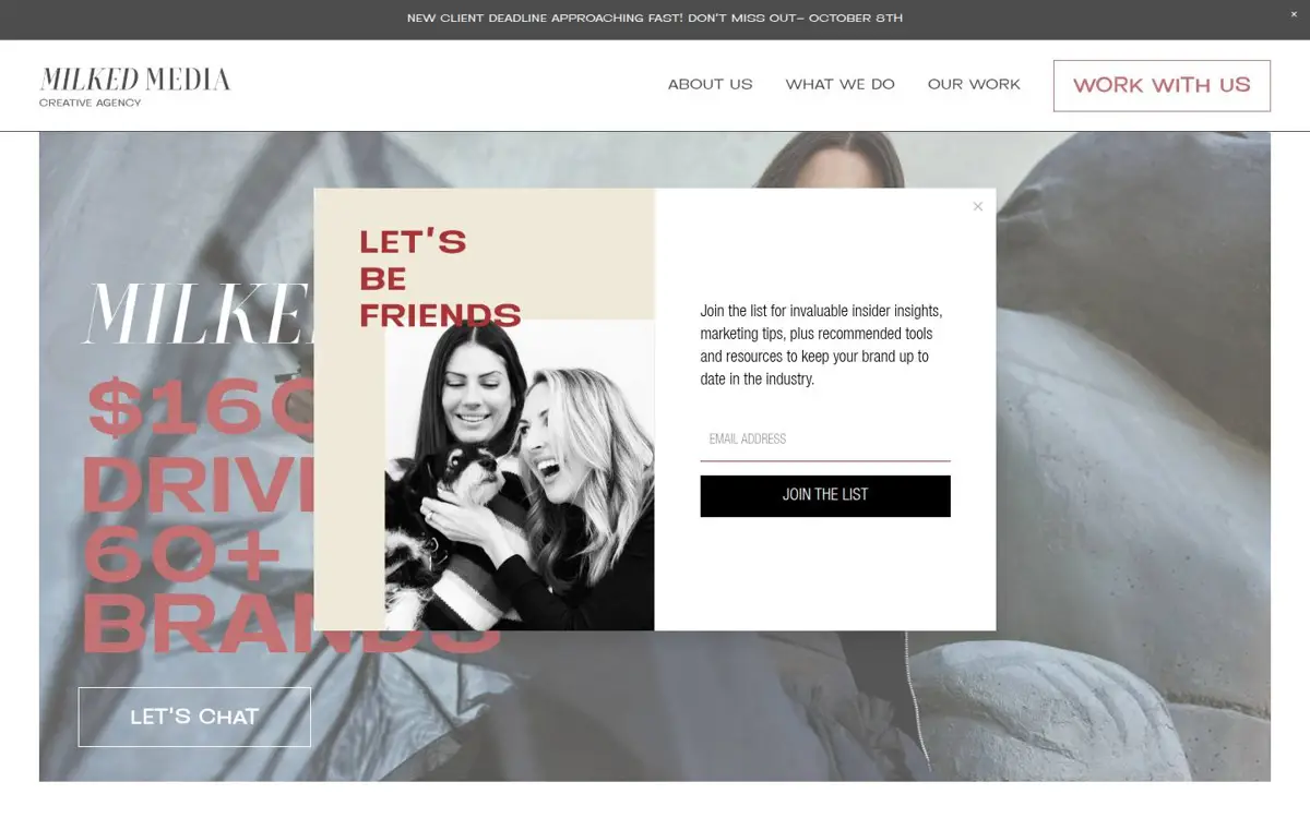 Homepage of Milked Media