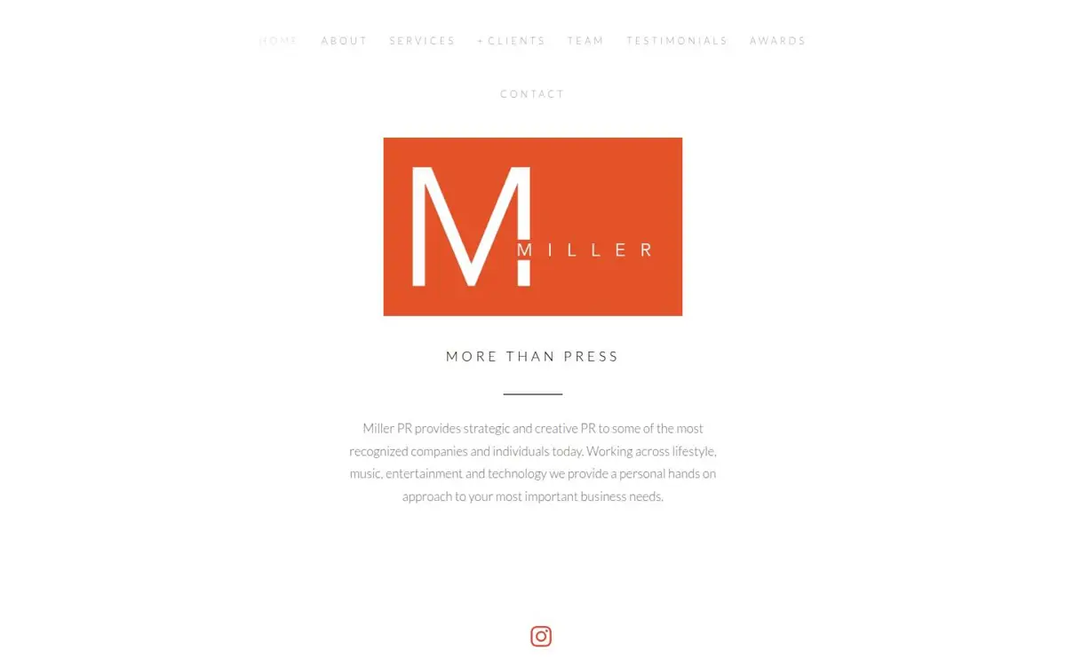 Homepage of Miller PR