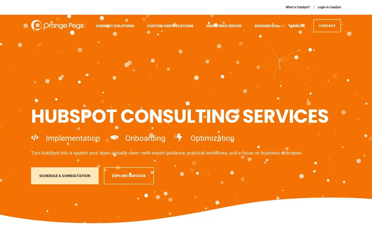 Homepage of Orange Pegs