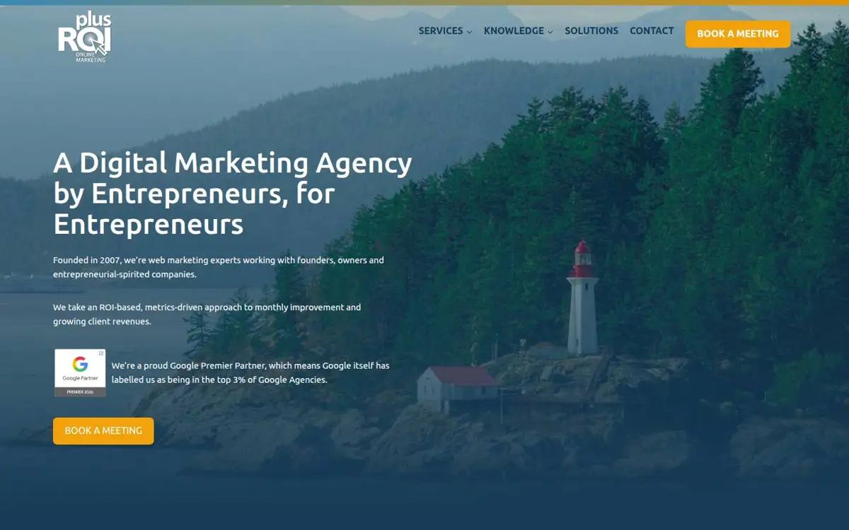 Homepage of PlusROI Online Marketing Inc.