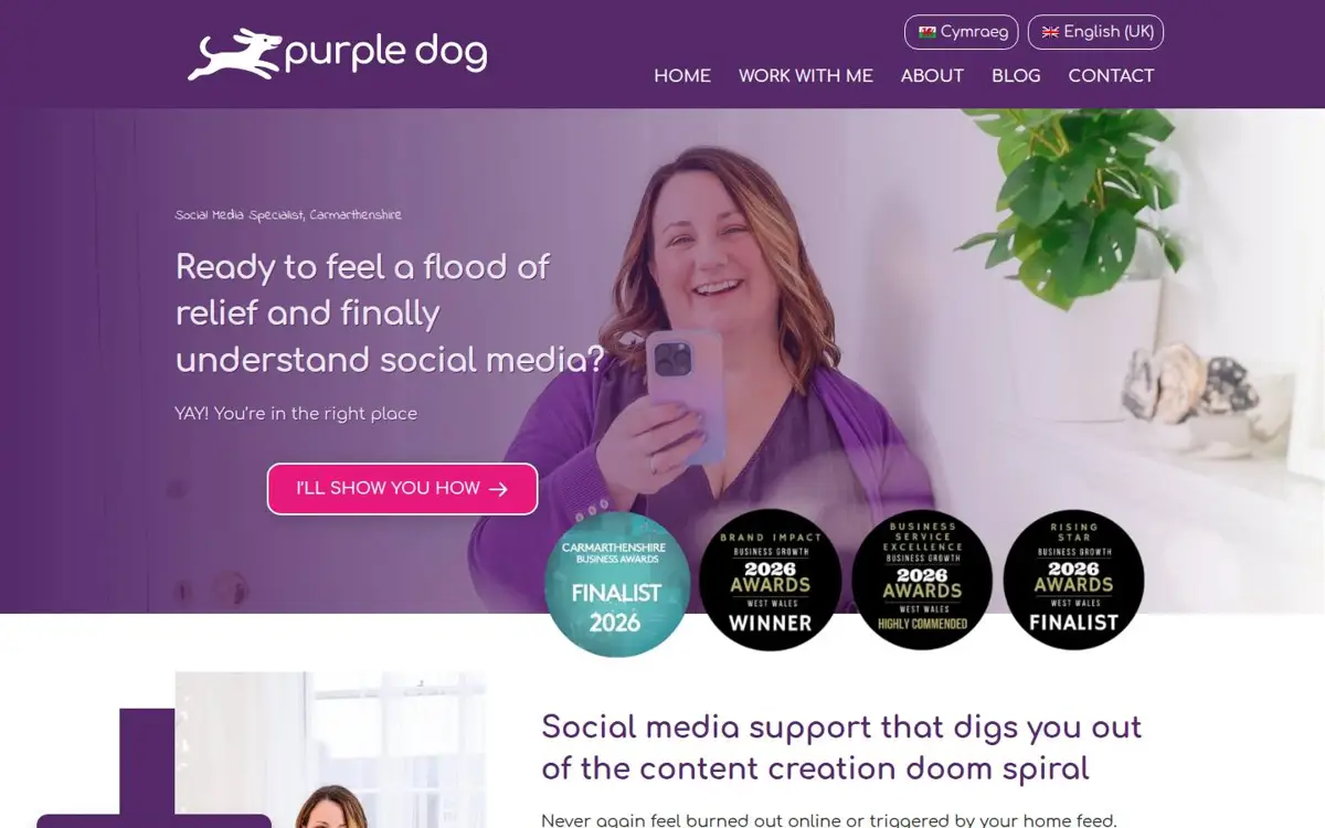 Homepage of Purple Dog UK