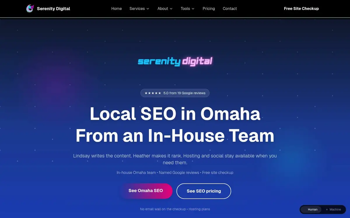 Homepage of #SerenityDigital