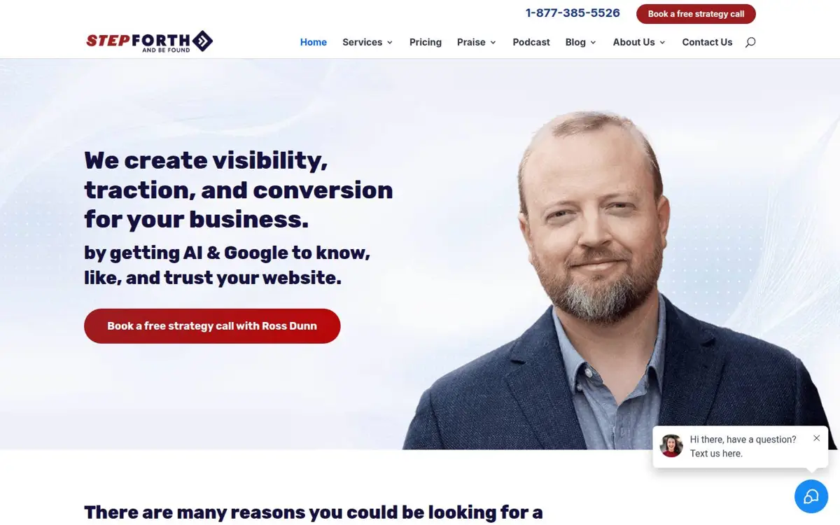 Homepage of StepForth Web Marketing Inc.