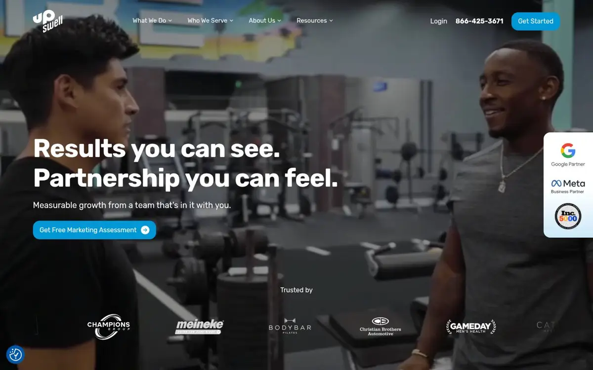 Homepage of UpSwell